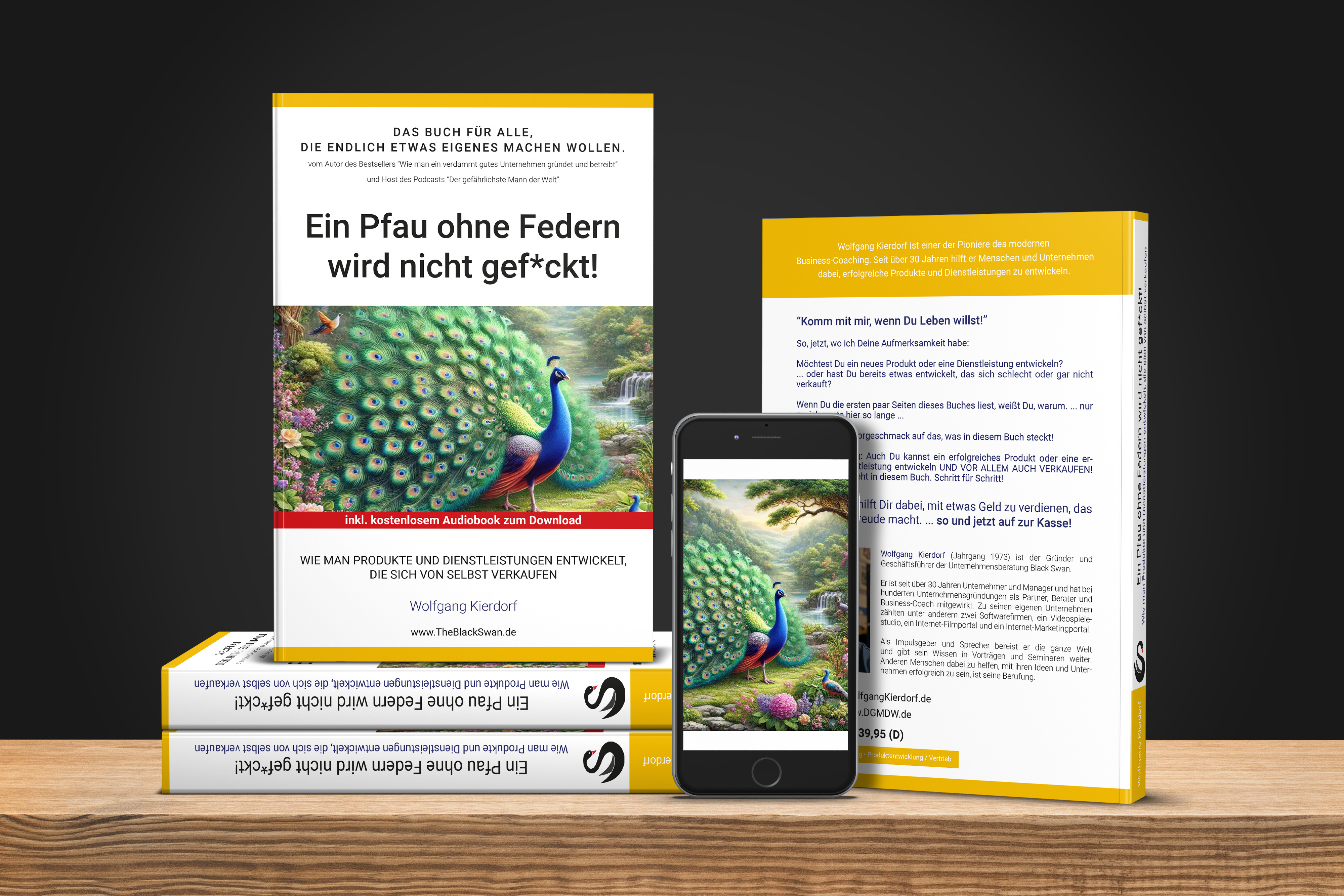 Buchcover »Pfau ohne Federn« von Wolfgang Kierdorf – Business-Coaching-Buch über Produktentwicklung und Vertrieb